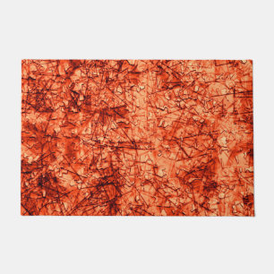 Strong scratches and spotted coral on relief doormat