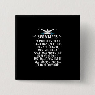 Strong Swimmer Swim Swimming Gifts For Men Women 15 Cm Square Badge