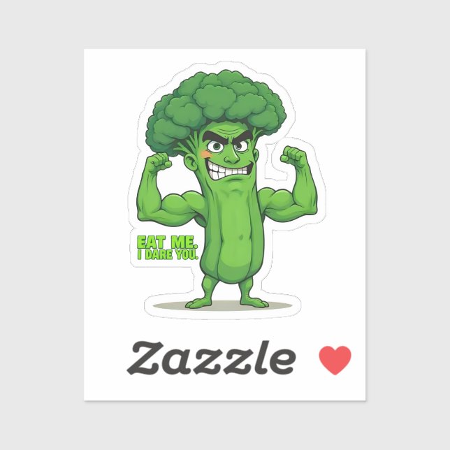 Strong Veggies Club-Flexing Broccoli Funny Cartoon (Sheet)