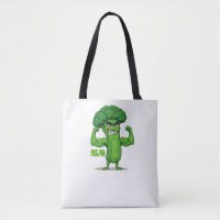 Strong Veggies Club-Flexing Broccoli Funny Cartoon