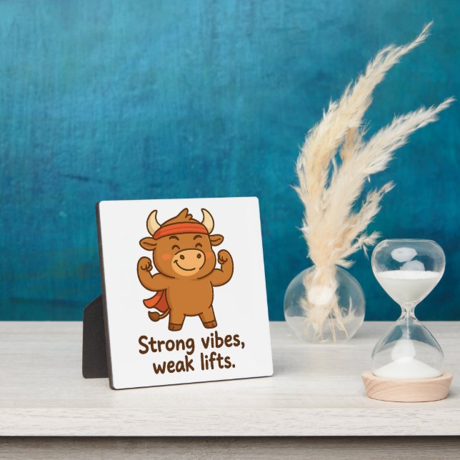 Strong Vibes, Weak Lifts – Comic Bullio Plaque (Insitu)