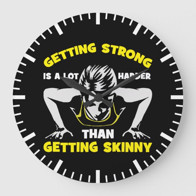Strong vs Skinny - Women's Workout Motivational Large Clock (Front)
