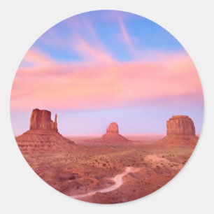 Strong Winds over Desert Valley Classic Round Sticker