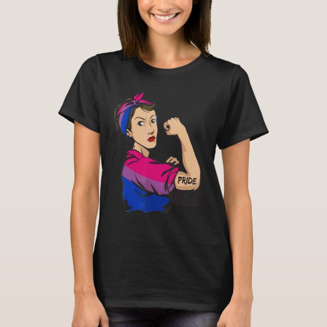 Strong woman BIsexual Pride LGBT Mom T-Shirt (Front)
