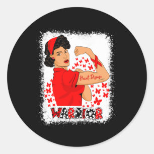 Strong Woman Congestive Heart Failure Warrior Hear Classic Round Sticker