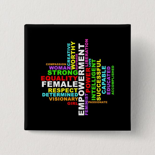 Strong Woman Word Cloud 15 Cm Square Badge (Front)