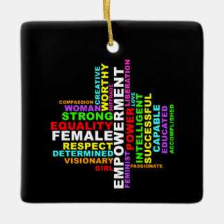 Strong Woman Word Cloud Ceramic Ornament