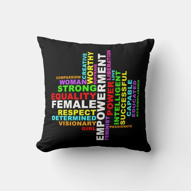 Strong Woman Word Cloud Cushion (Front)