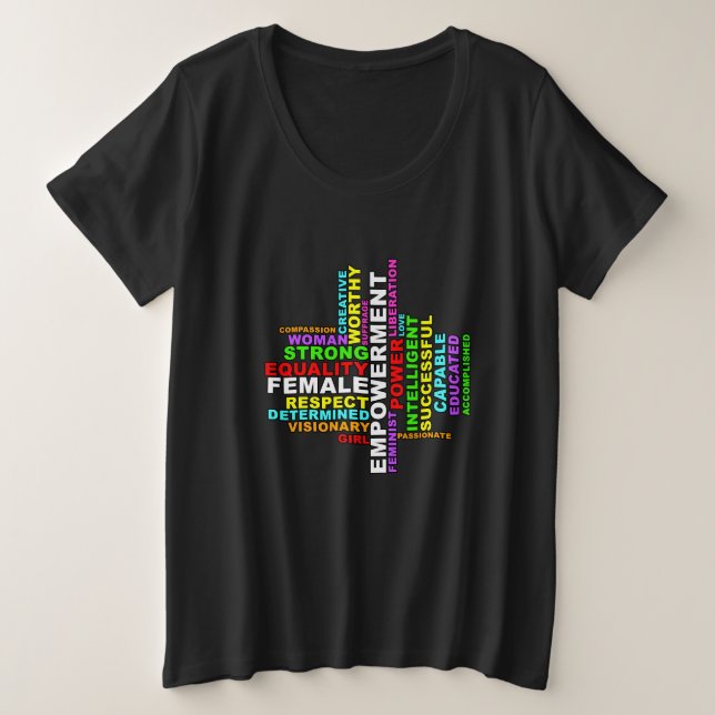 Strong Woman Word Cloud Plus Size T-Shirt (Design Front)