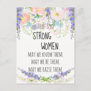Strong Women Blush Pink Peonies Blue Delphinium  Postcard