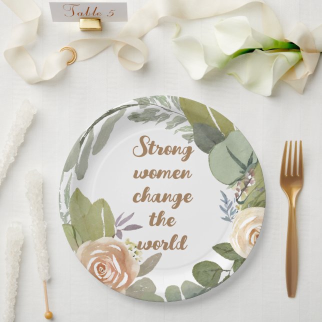 strong women change the world 8th march equality  paper plate (Wedding)