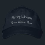 Strong Women Personalised Navy-Hat Stylish Women's Embroidered Hat<br><div class="desc">Celebrate strength and individuality with this Alternative Apparel Basic Adjustable Cap in classic Navy colour. Featuring "Strong Women" with your custom "Your Name Here" embroidered text,  this cap is a stylish tribute to empowerment. Order yours today and wear your confidence proudly!</div>