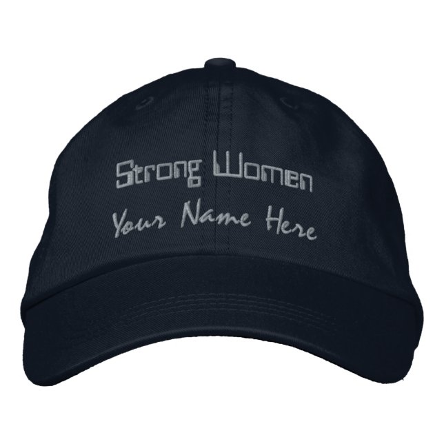 Strong Women Personalised Navy-Hat Stylish Women's Embroidered Hat (Front)