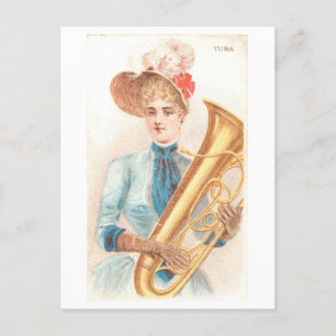 Strong Women Series #36: Tuba Player Vintage Postcard