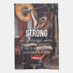 STRONG, Women's Weight Lifting Inspirational Words Tea Towel