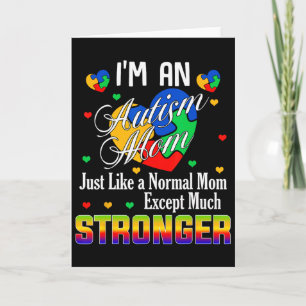 Stronger Autism Mom Puzzle Piece Heart Support Awa Card