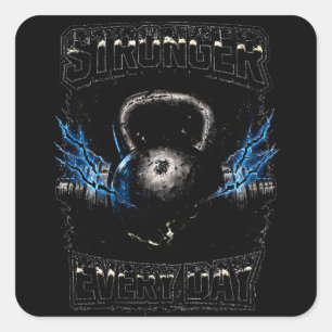 Stronger Every Day – Daily Progress Gym Square Sticker