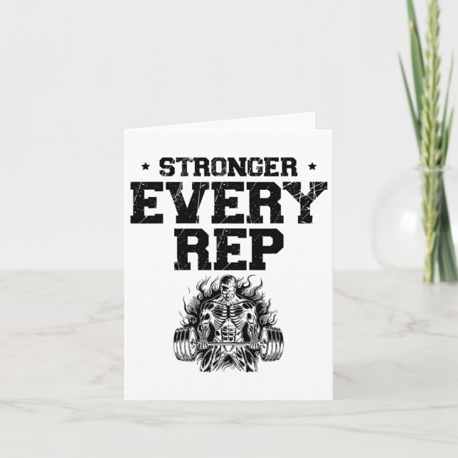 Stronger Every Rep Weightlifter Bodybuilding Bodyb Card (Front)