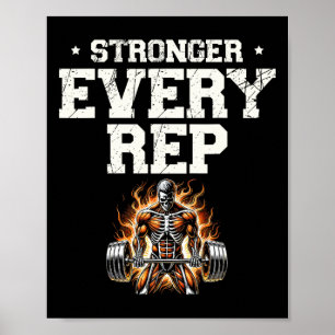 Stronger Every Rep Weightlifter Bodybuilding Bodyb Poster