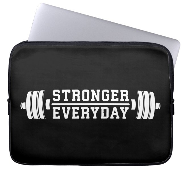 Stronger Everyday - Workout Inspirational Laptop Sleeve (Front)