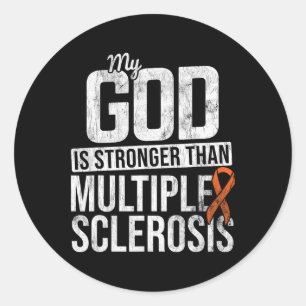 Stronger Multiple Sclerosis Ms Awareness Orange Ri Classic Round Sticker