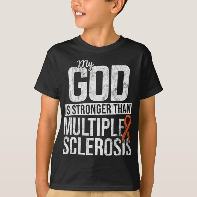 Stronger Multiple Sclerosis Ms Awareness Orange Ri T-Shirt (Front)