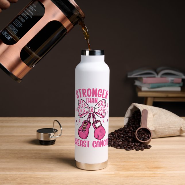 Stronger Than Breast Cancer Water Bottle (Coffee (Rotated))