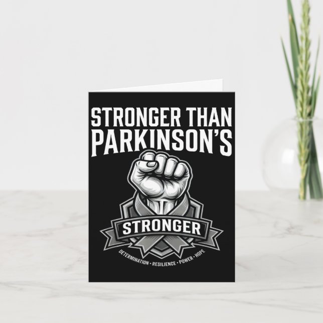 Stronger than parkinson's awareness raised fist card (Front)
