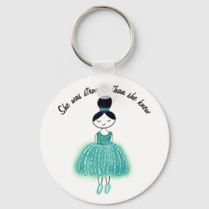 Stronger Than She Knew Customizable Ovarian Cancer Key Ring