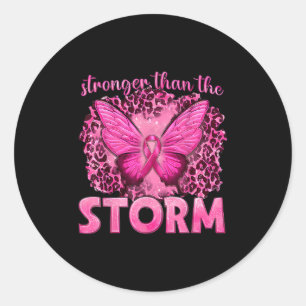 Stronger Than The Storm With Butterfly Breast Canc Classic Round Sticker