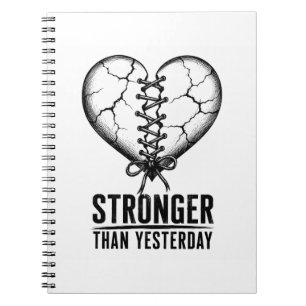 Stronger Than Yesterday Stitched Heart Notebook