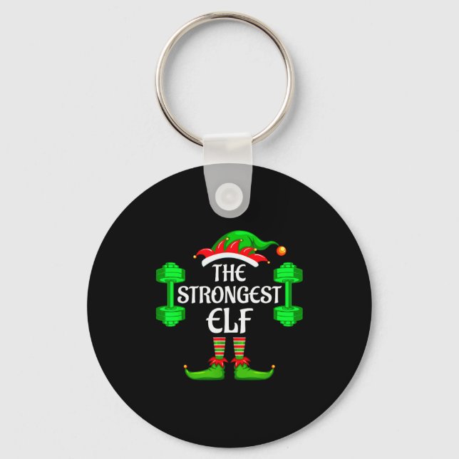 Strongest Elf Matching Family Group Christmas Part Key Ring (Front)