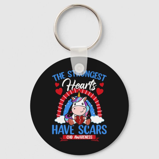 Strongest Hearts Have Scars Chd Awareness Cute Uni Key Ring (Front)