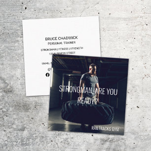 Strongman Gym Sports Fitness Personal Trainer Square Business Card