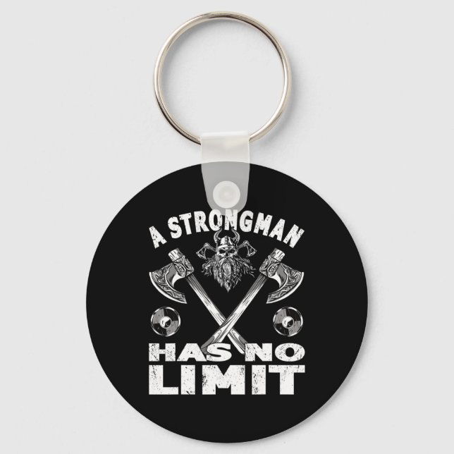 Strongman Has No Limit Weight Training Stuff Power Key Ring (Front)