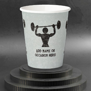 Strongman lifting weights - male encouragement paper cups
