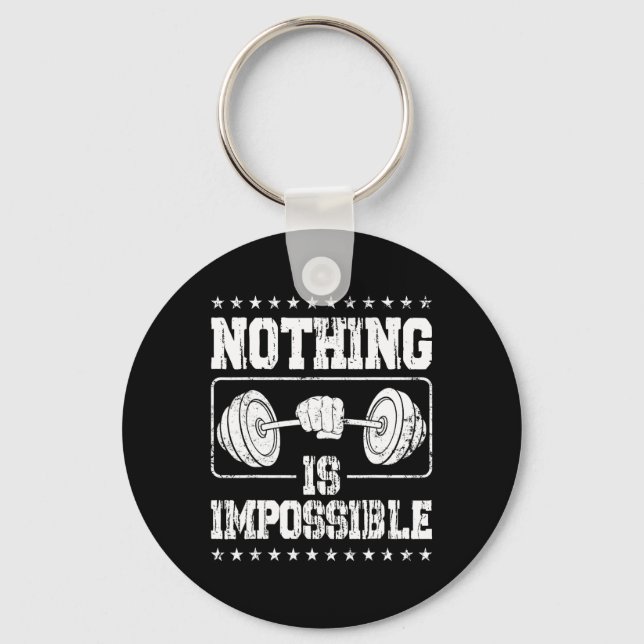 Strongman Nothing Is Impossible Bodybuilder Access Key Ring (Front)