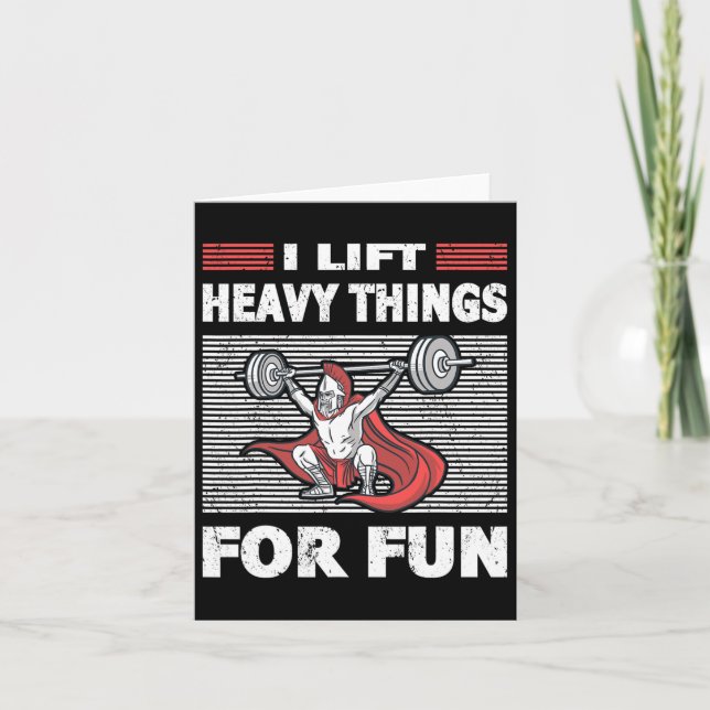 Strongman Outfit Heavy Things For Fun Bodybuilding Card (Front)
