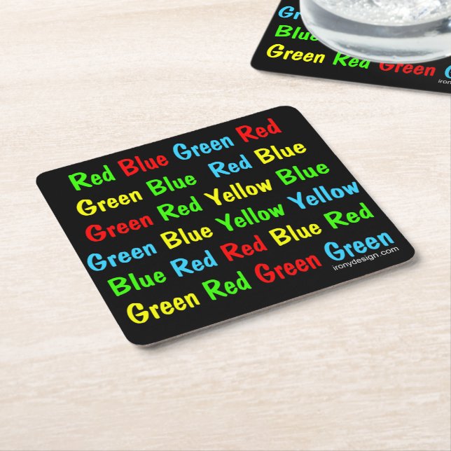 Stroop Test (Dark) Square Paper Coaster (Angled)