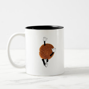 Stroopwafel jumping for joy. Two-Tone coffee mug