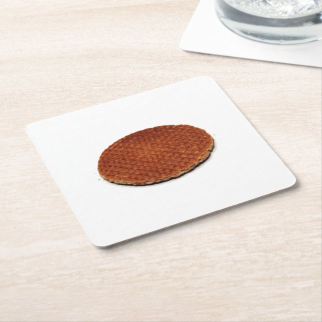 Stroopwafel Square Paper Coaster (Angled)