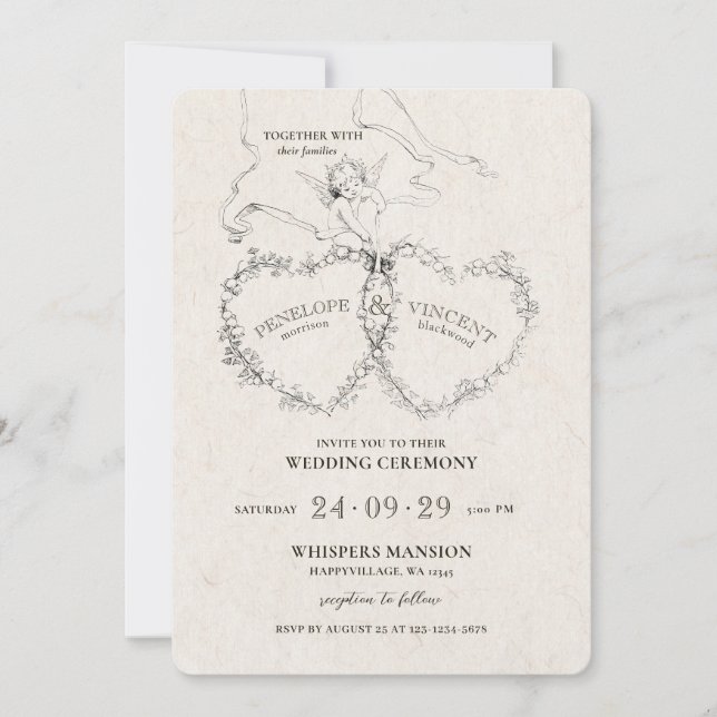 Struck by Cupid's Arrow  Wedding Invitation (Front)