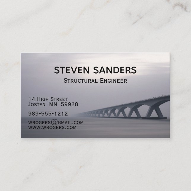 Structural Engineer - Bridge Over Water Business Card (Front)