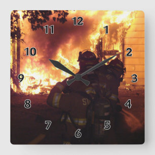 Structure Fire Square Wall Clock