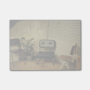 Structure Themed, A Wooden Chair, An Iron Chair An Post-it Notes