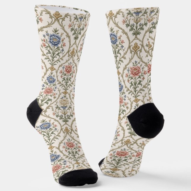 Structured Sophisticated Floral Trellis Socks (Angled)