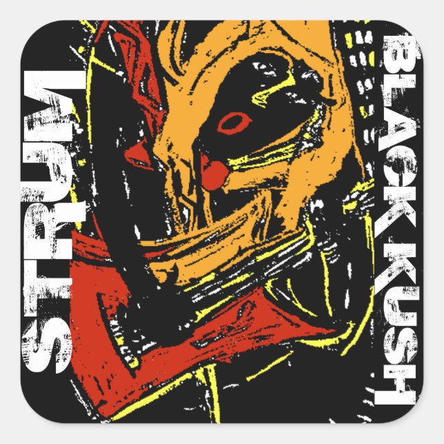 STRUM BLACK KUSH SQUARE STICKER (Front)