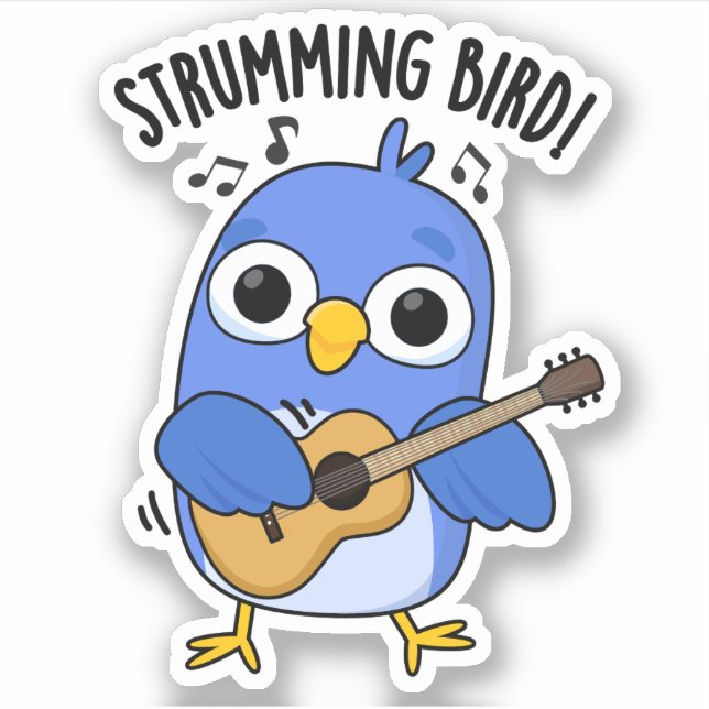 Strumming Bird Funny Animal Pun  (Front)