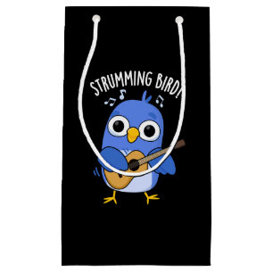 Strumming Bird Funny Animal Pun Dark BG Small Gift Bag