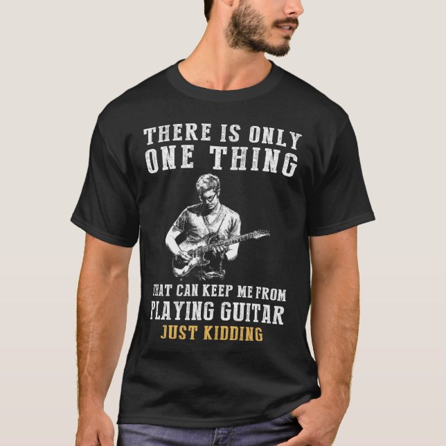 Strumming Strings and Comic Riffs - Guitar with a  T-Shirt (Front)